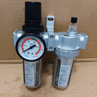 ชุดกรองลม  FR+L (Filter-Regulator+lubricator) กรองฝุ่น กรองน้ำ-ปรับความดันลม+จ่ายน้ำมัน ขนาด 1/2" (4หุน) พร้อมเกจ