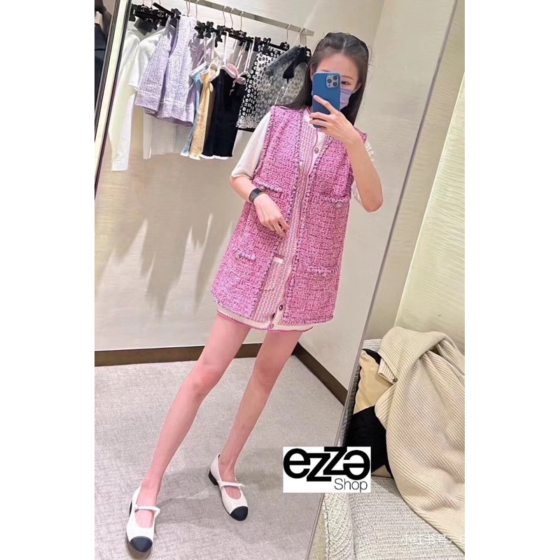 CHAN L SS23 TWEED VEST IN PINK
