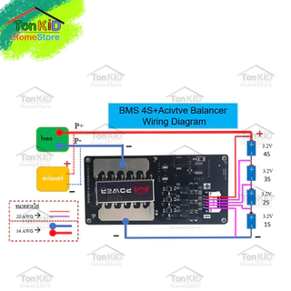 BMS 4S 30A, 50A 12V มีActive balance 1.5A ในตัว สำหรับ LiFePO4 cell 3.2V