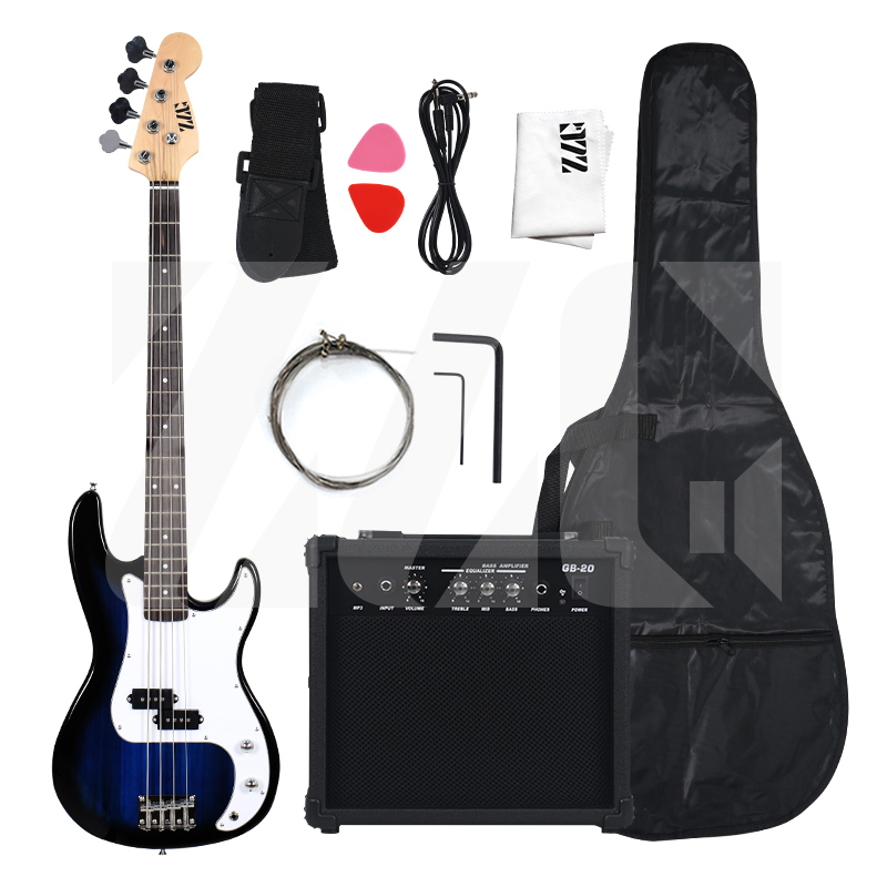 ZLG ชุดเบส 4 สาย เบสไฟฟ้า สีฟ้า Alnic 5 Pickup จัดส่งรวดเร็วelectric bass