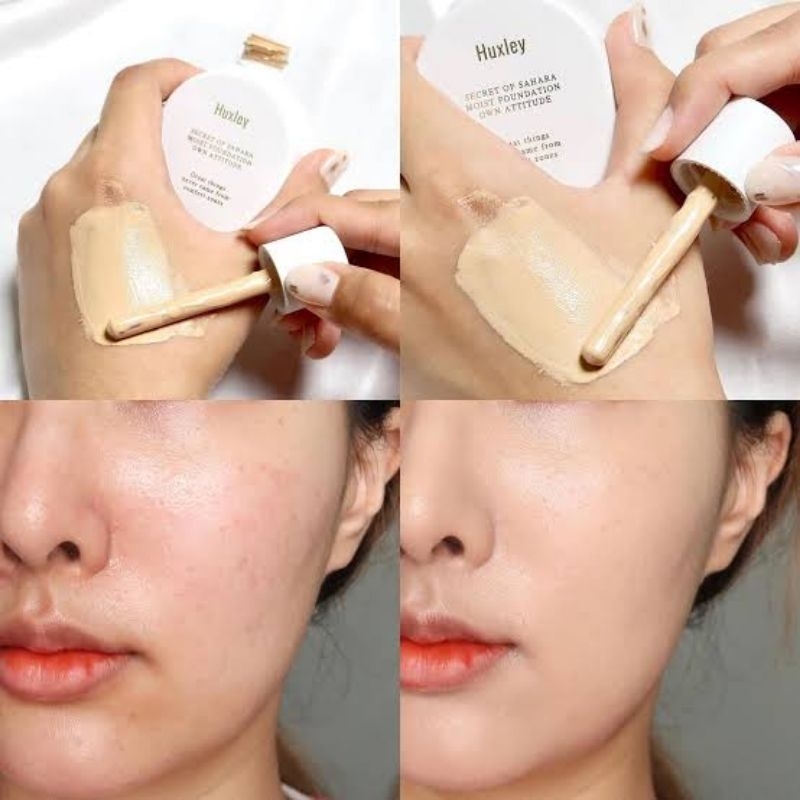 แท้💯รองพื้นผิวสาวเกาหลีHuxley Secret of Sahara Moist Foundation ปกปิดแบบบางเบาดูเป็นธรรมชาติ