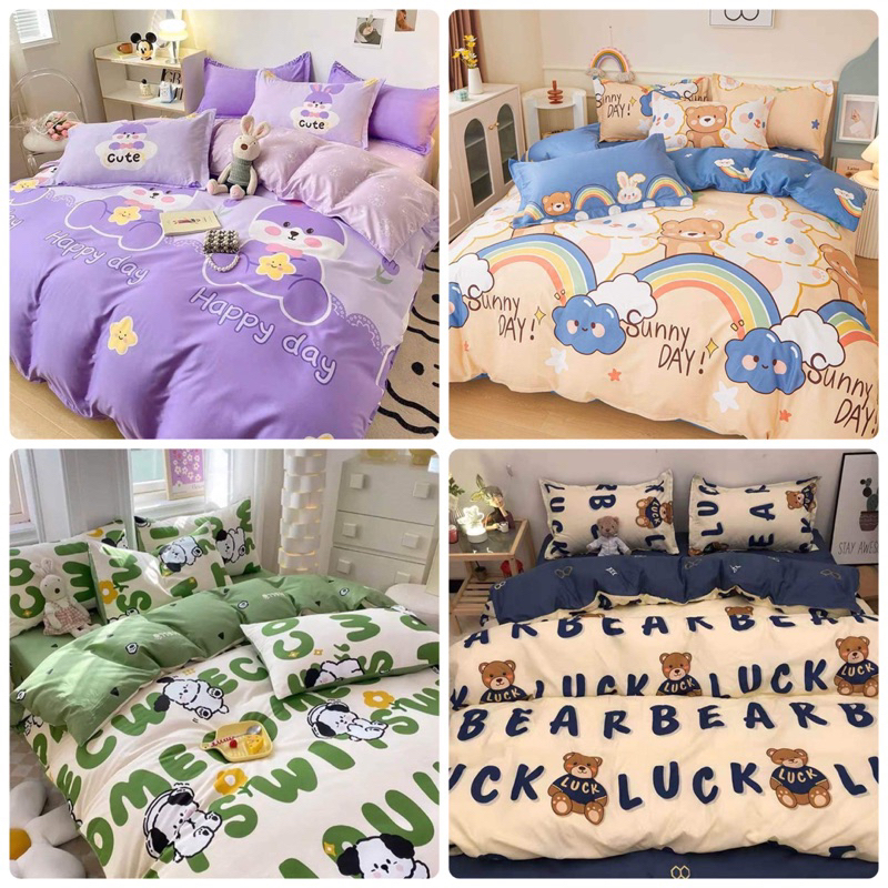 ผ้าปูที่นอนครบเซ็ต 6 ชิ้น พร้อมผ้านวม มีขนาด 3.5/5/6ฟุต