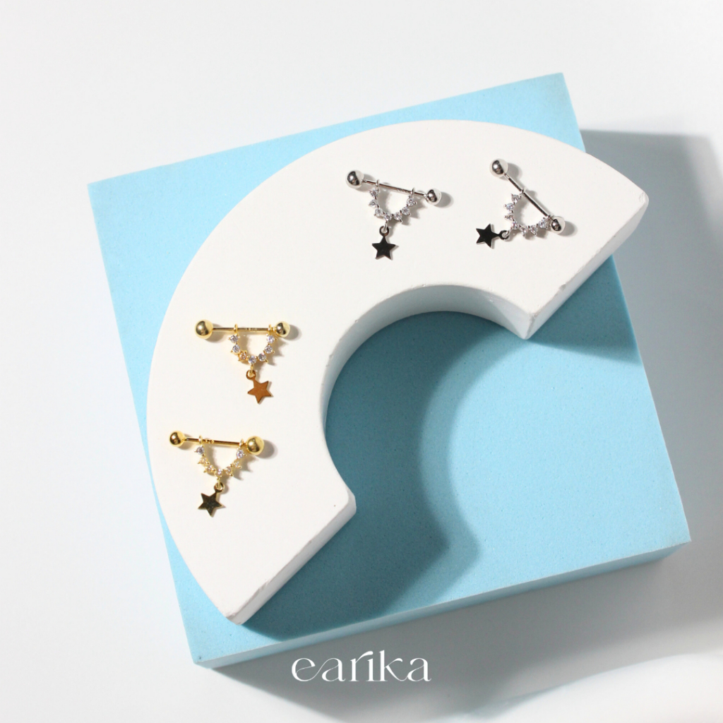 earika.earrings - comet piercing จิวหูเงินแท้จี้ดาว เหมาะสำหรับคนแพ้ง่าย