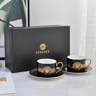 Versace Black glaze series advanced bone China double cup saucer coffee cup saucer gift box