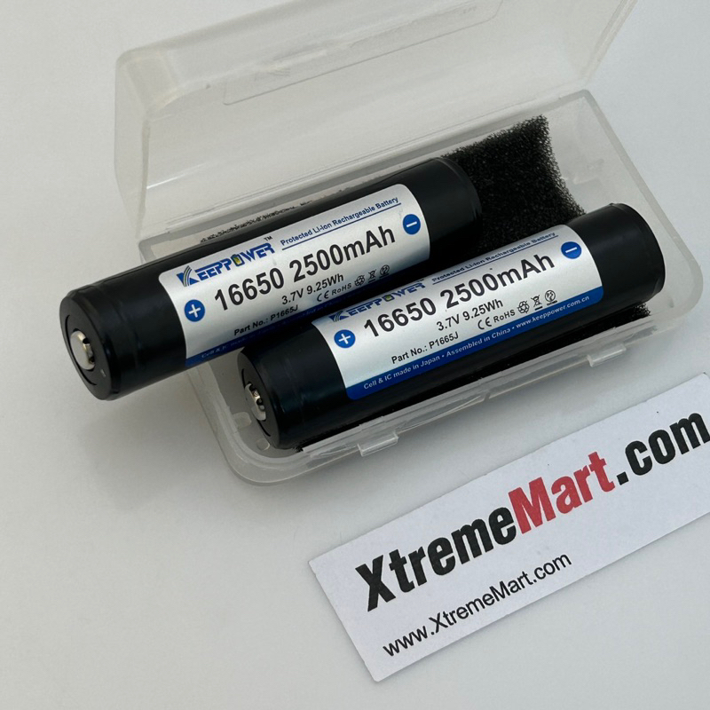 แบตเตอรี่ KeepPower 16650 3.7V 2500mAh มีวงจรป้องกัน Li-ion rechargeable battery (ราคาต่อก้อน)
