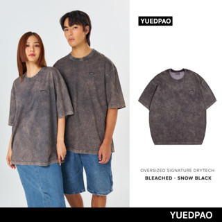 Yuedpao No.1 เสื้อยืด Signature Oversize Drytech Bleached ผ้าหนาทรงสวย ยับยากรีดง่าย รับประกันไม่ย้วย 2 ปี สี Snow Black