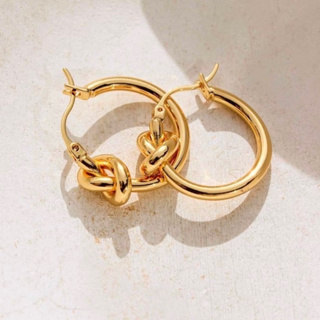 18K gold plated knot hoop earrings