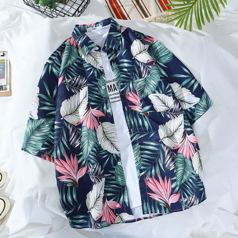 เสื้อเชิ๊ตฮาวาย hawaii เสื้อสงกรานต์ ลายดอก ใส่ได้ทั้งชายและหญิง ใส่สบายๆไม่ร้อน สินค้าพร้อมส่ง - รูปที่ 3