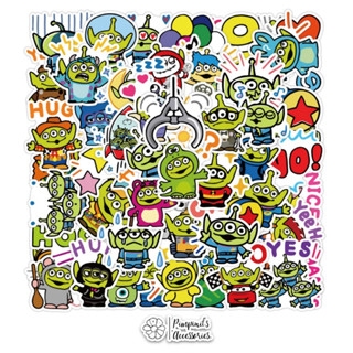 ʕ •ᴥ•ʔ ✿ พร้อมส่ง : สติ๊กเกอร์กันน้ำลายกรีนแมน เอเลี่ยนสามตา | Greenman ( Alien ) - Toy Story Waterfproof Sticker Set.