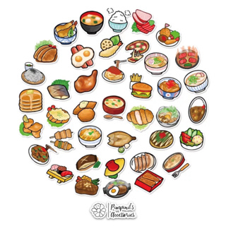 ʕ •ᴥ•ʔ ✿ พร้อมส่ง : สติ๊กเกอร์กันน้ำขนาดเล็กลายอาหารนานาชาติ | International Food Small Waterproof Decoration Sticker.