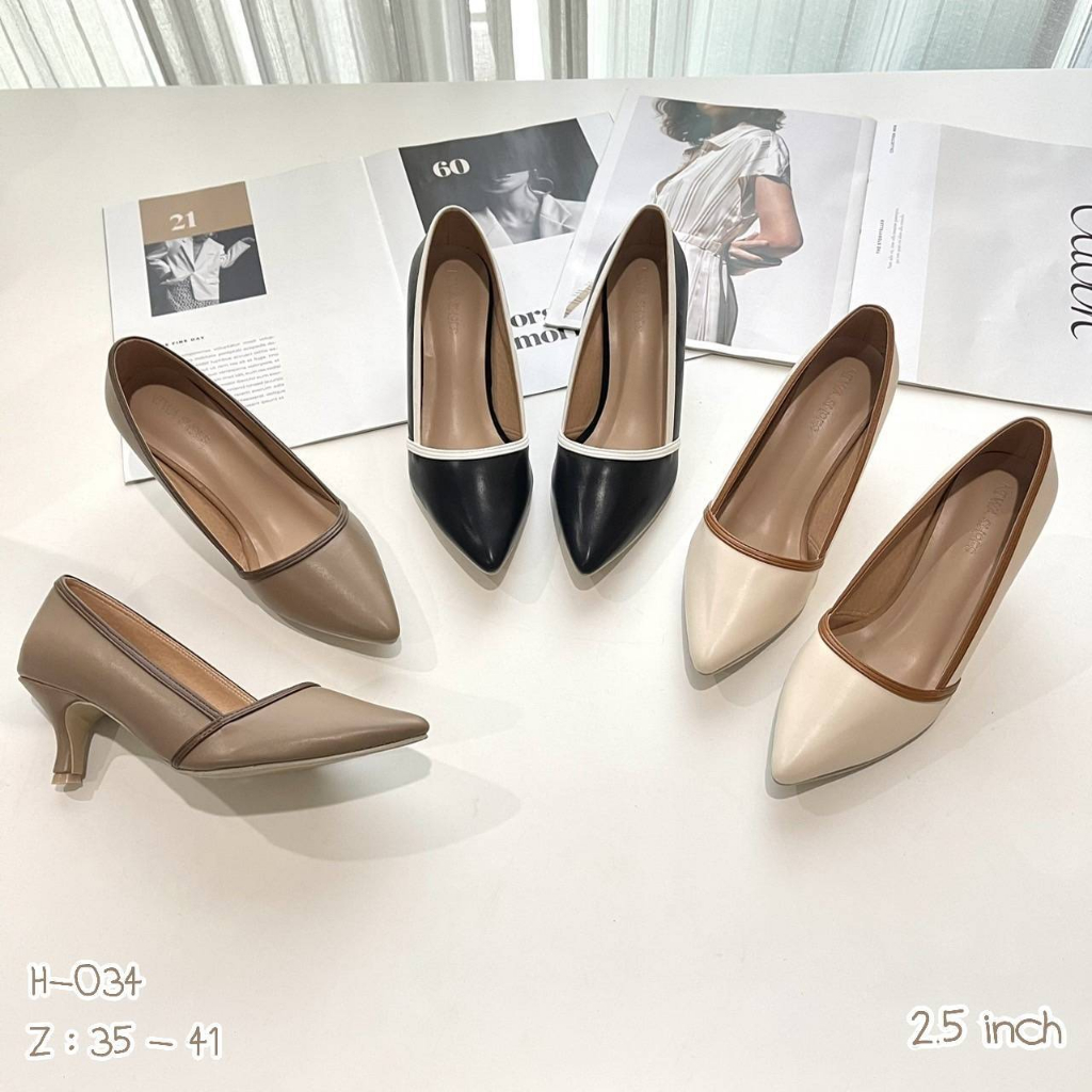 niwa shoes แบบใหม่แบบสับ คัทชูส้นสูง 2.5 นิ้ว พื้นนิ่มใส่สบาย รหัสสินค้า H-034