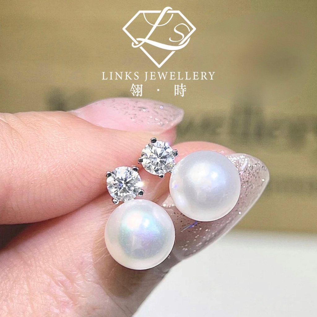 ［Real Moissanite］Can Pass Diamond Test 18K Gold Natural Pearl Earrings MEG025 Diamond Earrrings/Mois