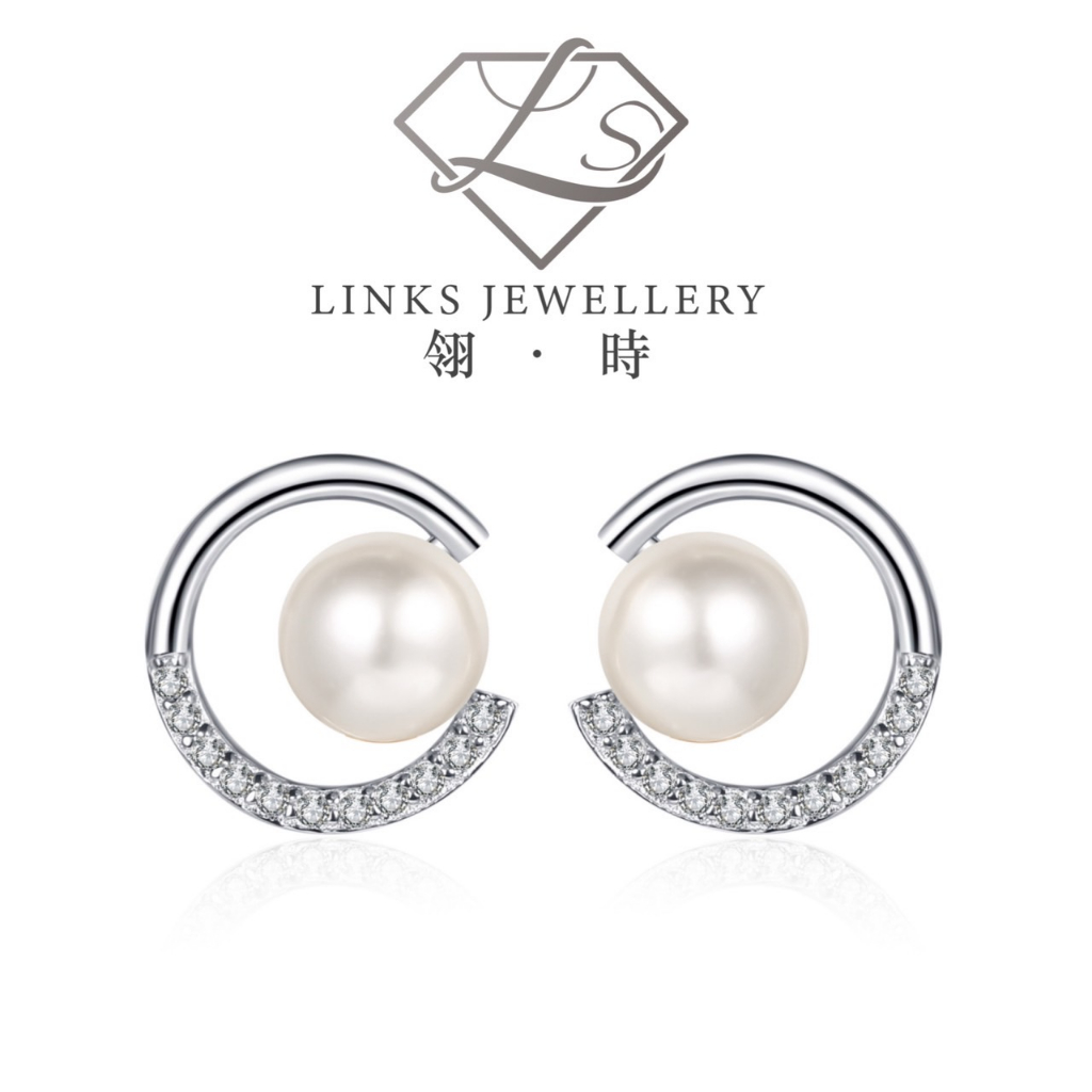 ［Real Moissanite］Can Pass Diamond Test 18K Gold CC Pearl Earrings ME014 Diamond Earrrings/Moissanite