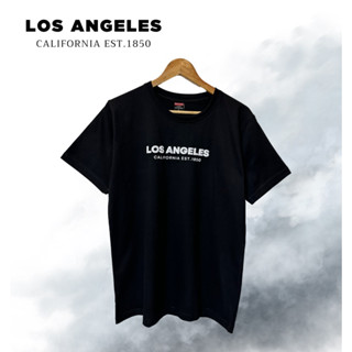 LOS ANGELES เสื้อยืดคอตอตแท้ (S-3XL)อก54ใส่ได้