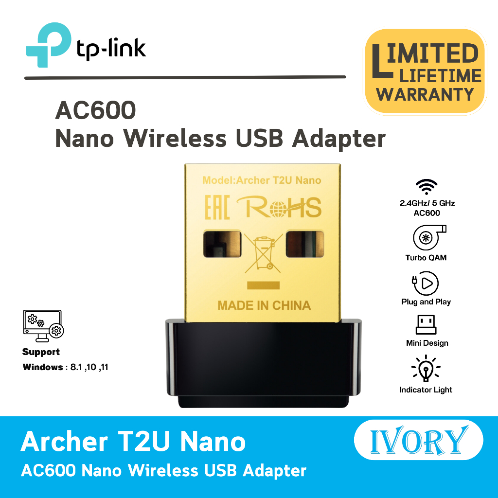 Archer T2U Nano AC600 Nano Wireless USB Adapter/ivoryitshop