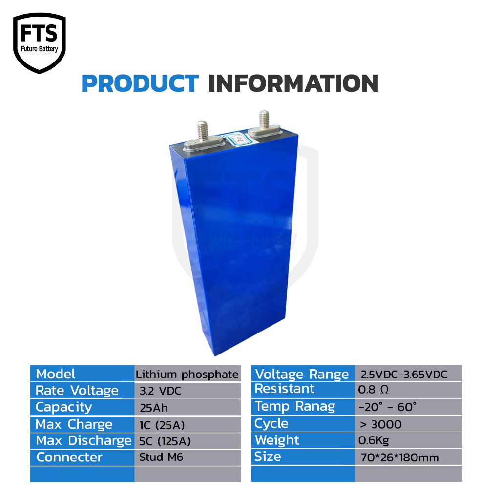 แบตลิเธียม 25Ah LFP 3.2v 25Ah