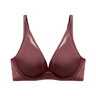 Triumph เสื้อชั้นในไม่มีโครงรูปแบบ Deep V รหัส 10217148 รุ่น Signature Sheer HU DV AX-R สีน้ำตาลเข้ม 7572