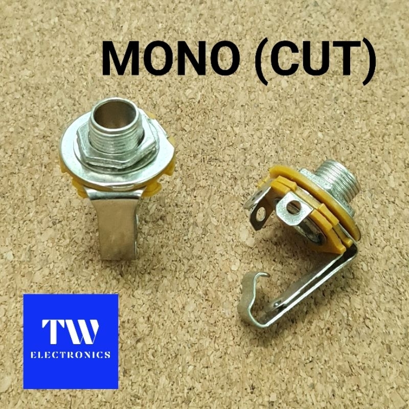 แจ็คโฟนโมโนติดแท่นเปลือยมีCut,TS 6.35Monoติดแท่นเปลือยเสียบตัดสัญญาณ,แจ็ค1/4″TS Monoตัวเมีย