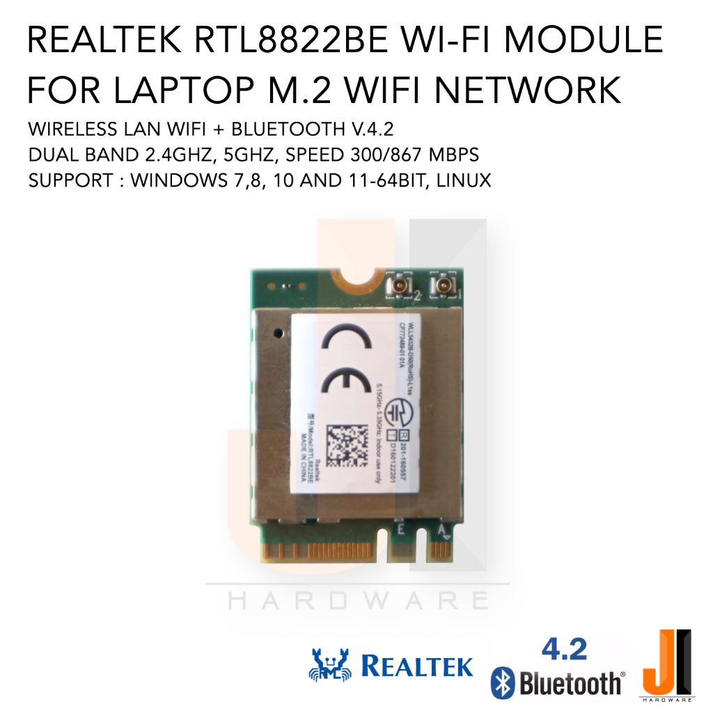 Realtek RTL8822BE Wi-Fi module card for notebook + bluetooth v.4.2 dual band speed 300/867 Mbps (ของ