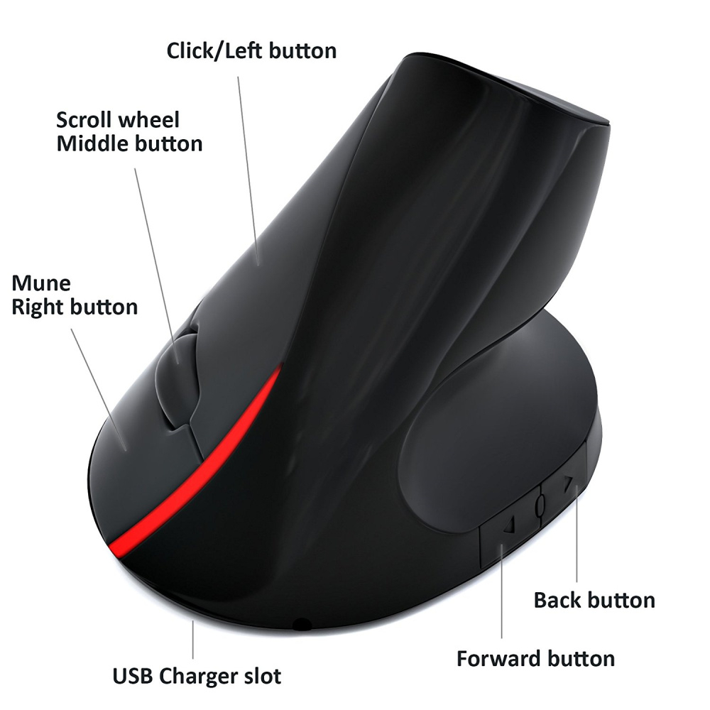 เม้าส์ HXSJ A889 Ergonomic Vertical 2.4Ghz Wireless Mouse เม้าส์ไร้สายแนวตั้งเพื่อคนรักสุขภาพ - รูปที่ 5
