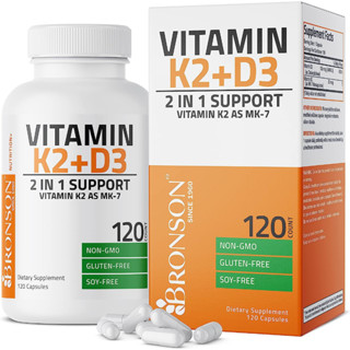 Bronson Vitamin K2 (MK7) with D3 Supplement Non-GMO Formula 5000 IU Vitamin D3 &amp; 90 mcg 120 Caps