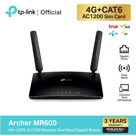 [กทม.ส่งทันที]TP-Link Archer MR600 เราเตอร์ใส่ซิม 4G+Cat6 AC1200 Wireless Dual Band Gigabit Router แค่เสียบซิมการ์ดก็เลย