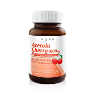 VISTRA Acerola Cherry 1000 mg &amp; Citrus Bioflavonoids Plus 45S วิสทร้า อะเซโรล่า เชอร์รี่