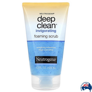 Neutrogena Deep Clean Invigorating Foaming Scrub 125ml ผลิตภัณฑ์ทำความสะอาดผิวหน้ากระจ่างใสสูตรพิเศษสินค้านำเข้า