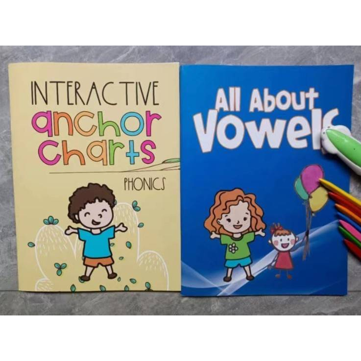 English Jolly Phonics Anchor Chart & All about Vowels โฟนิกส์สำหรับเด็ก หนังสือภาษาอังกฤษ English pr