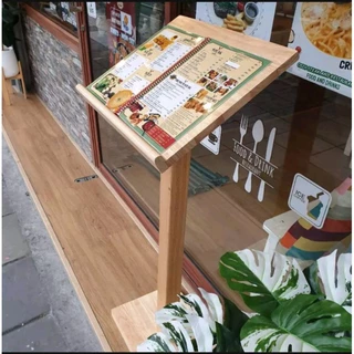 สแตนวางเมนู MENUSTAND WOOD เมนูสแตนไม้ ขาตั้งเมนู แท่นวางเมนูอาหาร ไม้ยางพารา งานคุณภาพดี ประกอบได้ วางเมนู A4 ได้2แผ่น