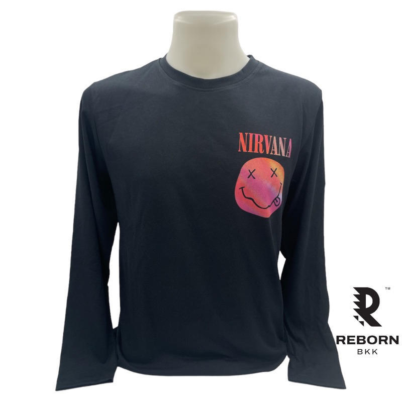 เสื้อวงแขนยาว NIRVANA ลิขสิทธิ์แท้ 100% ลาย GRADIENT HAPPY FACE (มีสกรีนหลัง และสกรีนแขน)