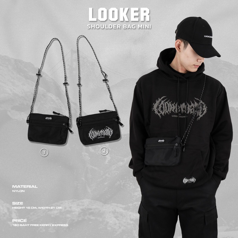LOOKER  -  กระเป๋าสะพายข้างสีดำ (มีให้เลือก2แบบ)