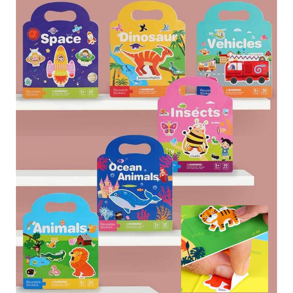 สมุดสติ๊กเกอร์ติดซ้ำ สติ๊กเกอร์กันน้ำ sticker ของเล่นเด็ก 13 แบบ