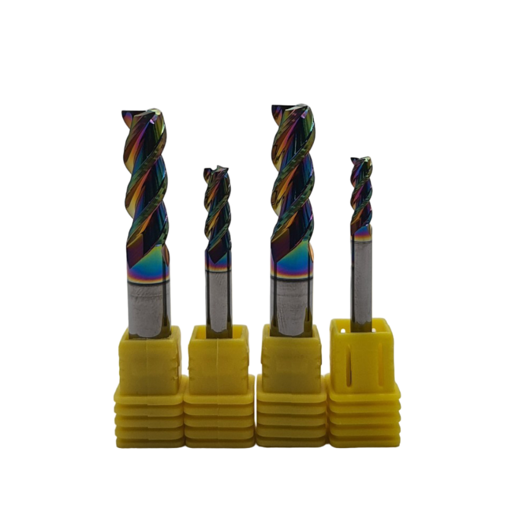 ENDMILL CARBIDE 3F (ALUMINUM) ความแข็ง 55HRC สีรุ้ง (Rainbow) สำหรับกัดงานอลูมิเนียมโดยเฉพาะ งานไม้ 
