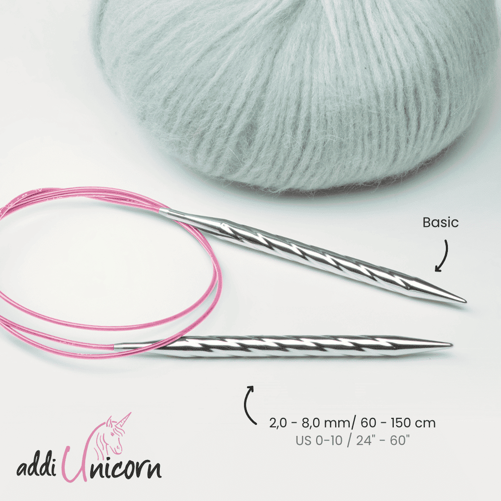 Addi Unicorn Circular Knitting Needle  (115-7) ไม้นิตโค้งรุ่นยูนิคอร์น สายสีชมพู Made in germany