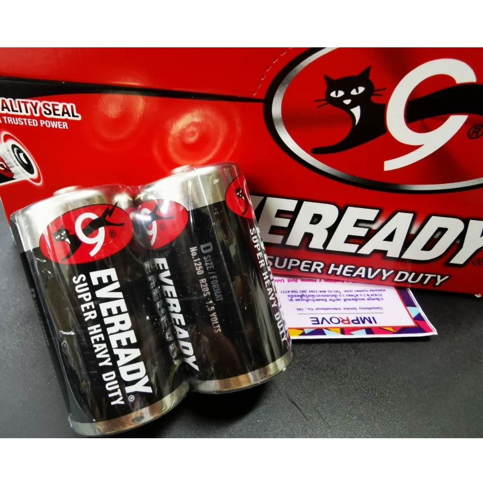 ยกกล่อง-ถ่าน AA - EVEREADY Super Heavy Duty Carbon Zinc ถ่าน ไซส์ AA 1.5V แพ็ค 4 ก้อน R6 แท้ศูนย์-ถ่านตราแมว 9 ชีวิต