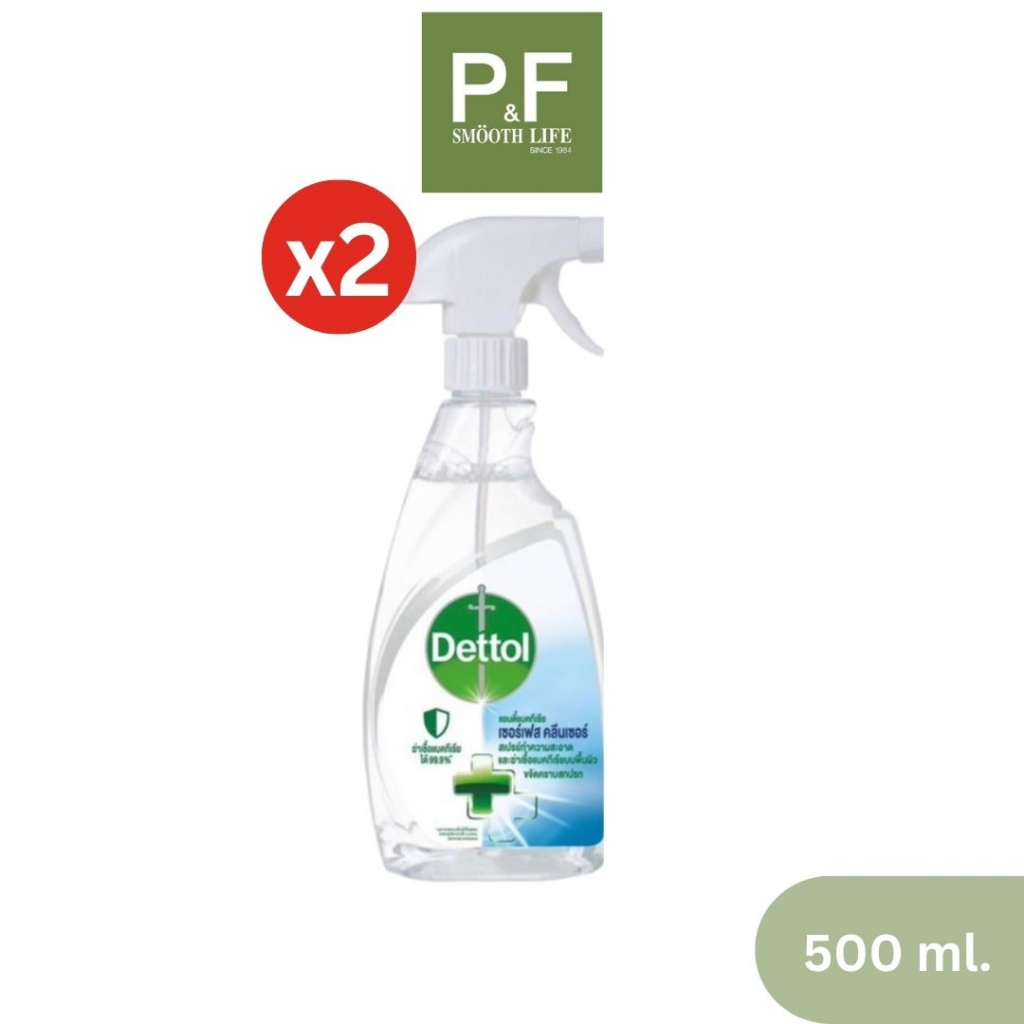 (แพ็ค2) Dettol Antibacterial Surface Cleanser 500 ml. เดทตอล ผลิตภัณฑ์สเปรย์ทำความสะอาดพื้นผิว แบบไร้กลิ่น