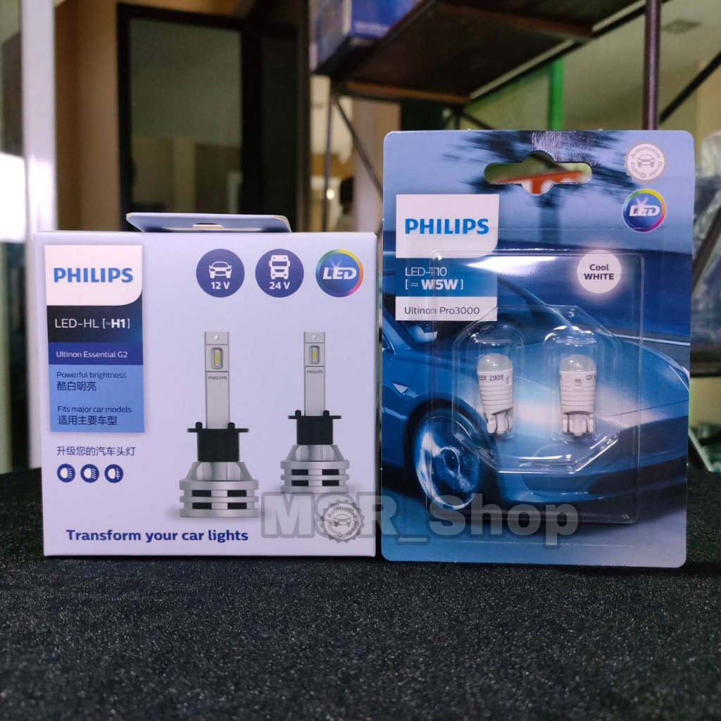 Philips หลอดไฟหน้ารถยนต์ Ultinon Essential LED+150% Gen2 6500K H1 แถม Philips LED T10 6000K ส่งฟรี