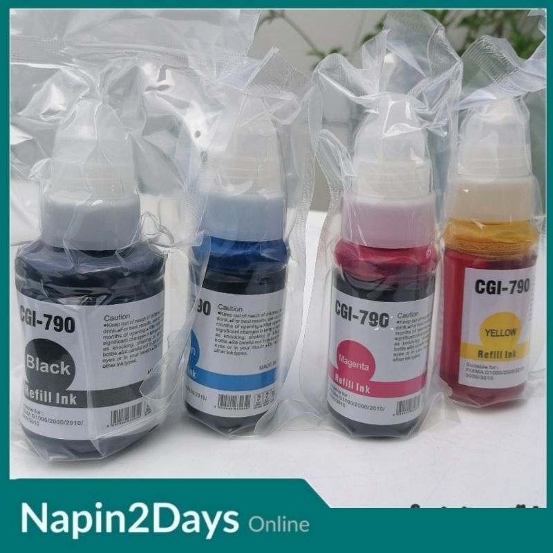 หมึกเติมเทียบเท่า​ **มีกล่อง** สำหรับ Canon G-Series GI-790BK / GI-790C / GI-790M / GI-790Y​ คมชัด​ 