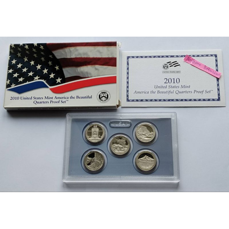 ชุดเหรียญ ขัดเงา  America the Beautiful Quarters 5 เหรียญ ปี 2010-S