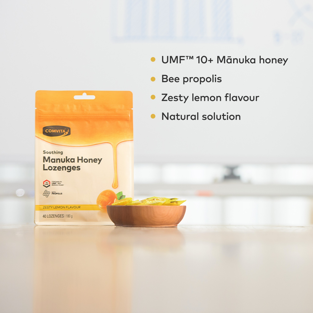 Comvita Manuka Honey Lozenges with Propolis Lemon Flavour ลูกอมน้ำผึ้งมานูก้า umf 10+
