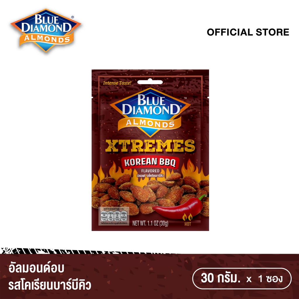 บลูไดมอนด์ อัลมอนด์ โคเรียนบาร์บีคิว 30 ก. Blue Diamond Almonds Korean BBQ Flavored 30 g.