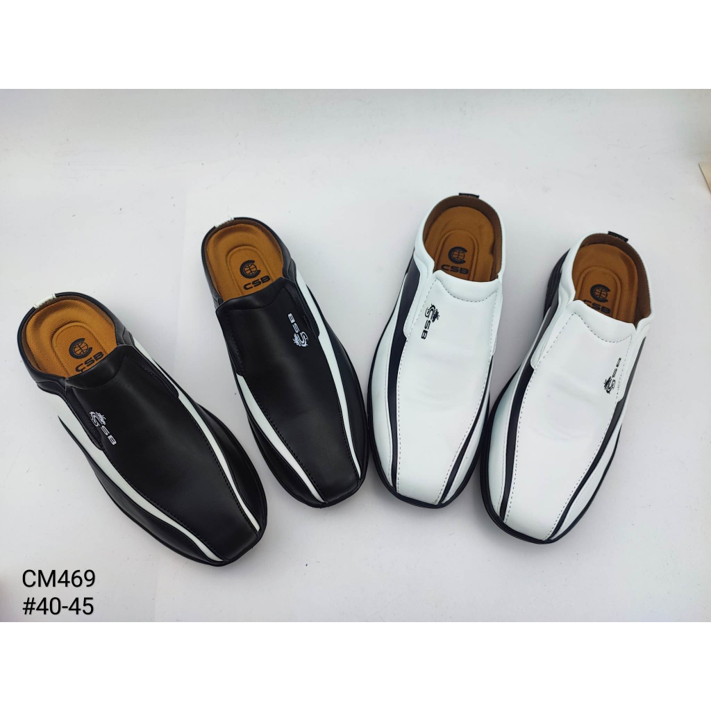 CM469รองเท้าหนังเปิดส้นผู้ชายมี2สีสีขาวกับสีดำ