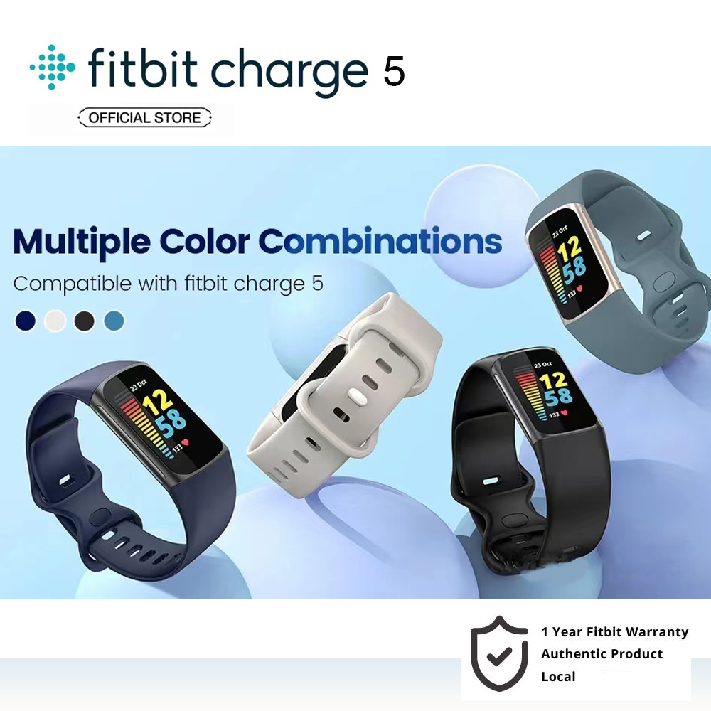 Fitbit Charge 5 Smartwatch Fitness Activity Tracker สายรัดข้อมือวัดชีพจร GPS ออกกำลังกาย Graphite