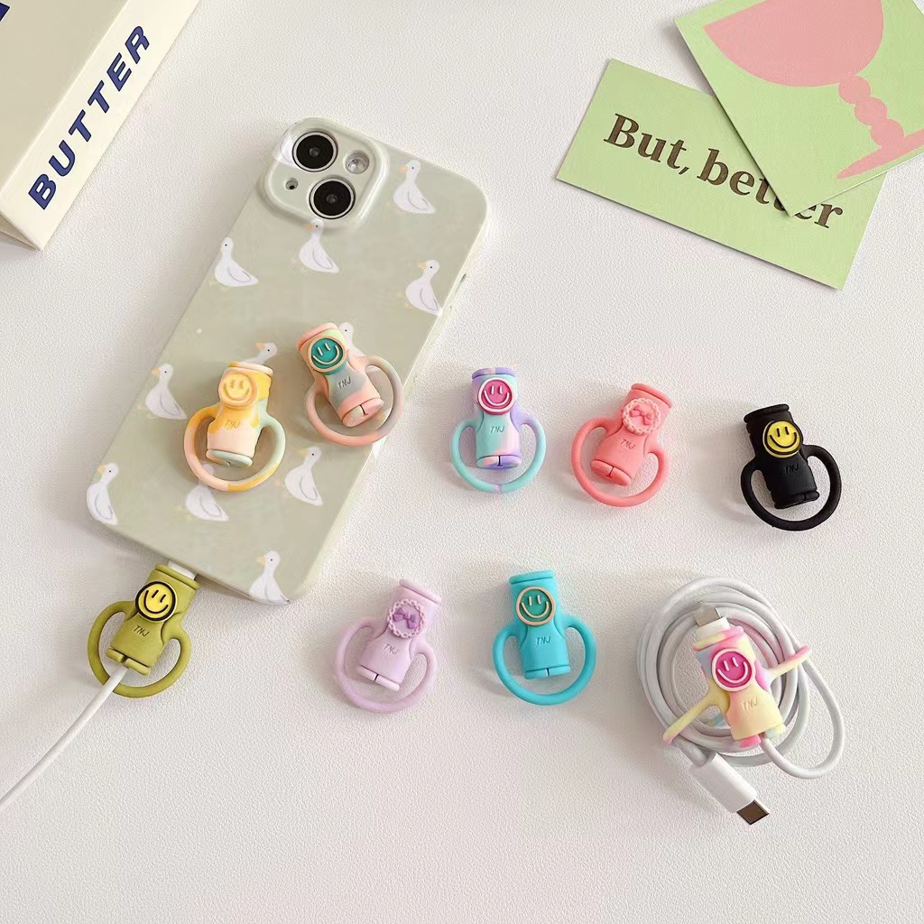 พร้อมส่ง**2 in 1 ตัวถนอมสายชาร์จ ลายการ์ตูน ไล่โทนสี หลากสี สําหรับ Type-C เป็นสายเคเบิล