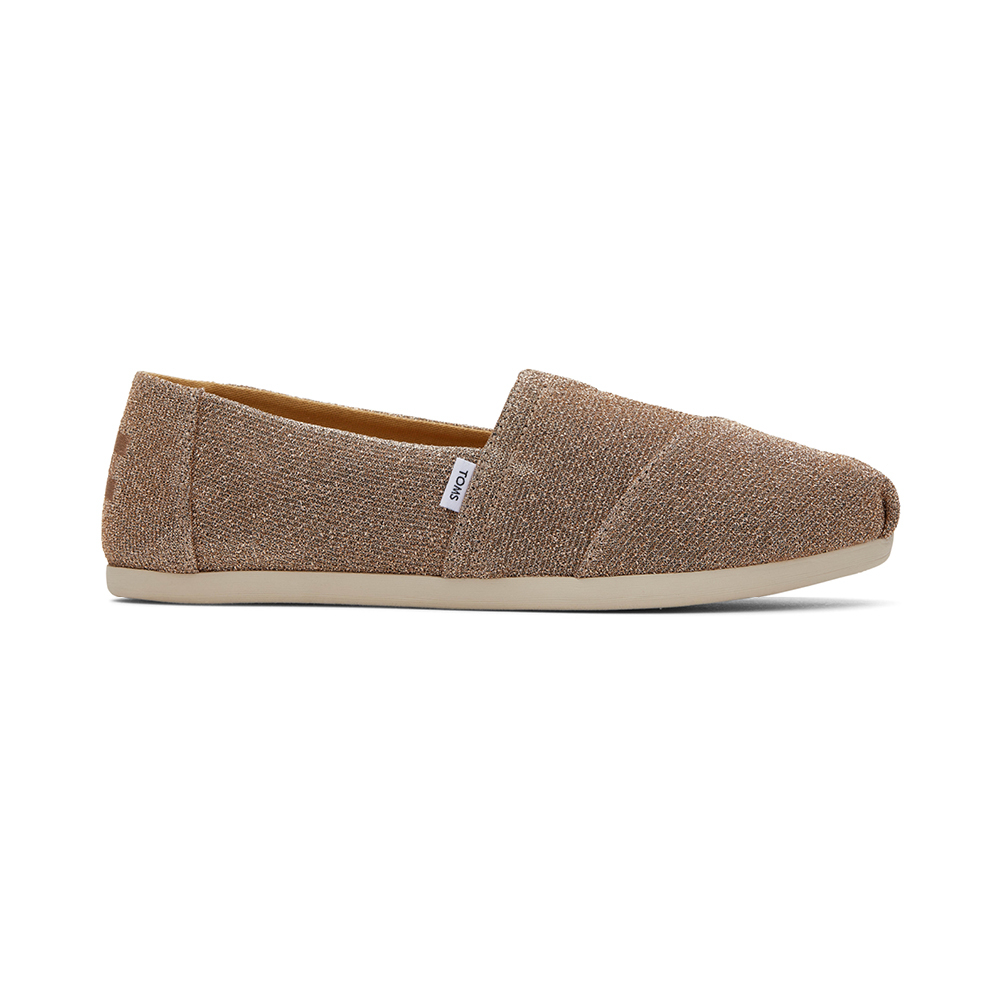 TOMS รองเท้าลำลองผู้หญิง สลิปออน รุ่น Alpargata Gold Sparkle Knit (CB) รองเท้าลิขสิทธิ์แท้