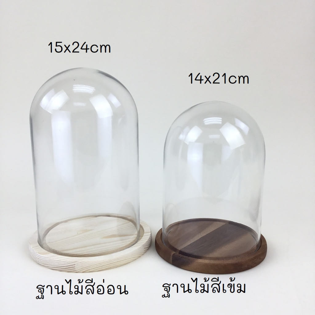 แก้วโดม แก้วครอบพระ พร้อมฐานไม้