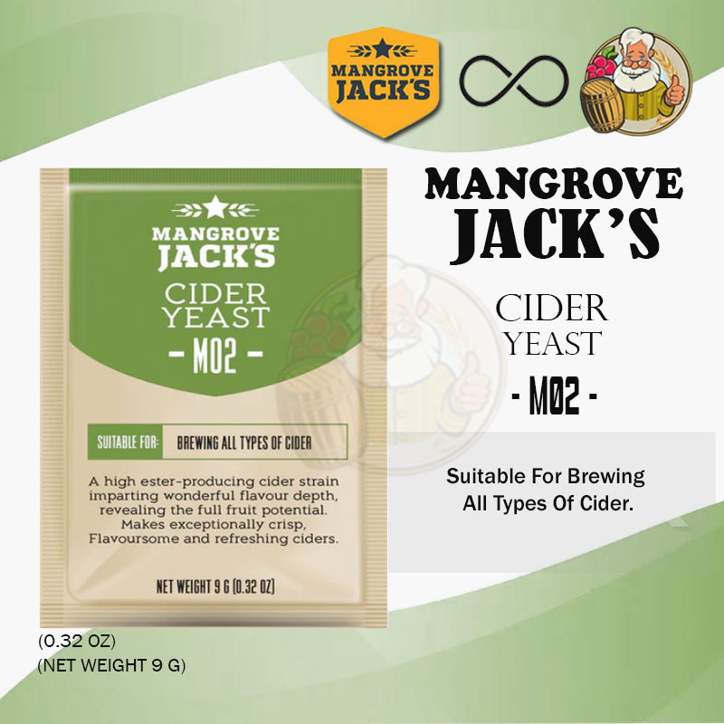 ยีสต์ หมักไซเดอร์ (Yeast) - Mangrove Jack’s - Cider M02  ยีสต์ทำไวท์ M02  CIDER Yeast M02 ยีสต์ yeast cider