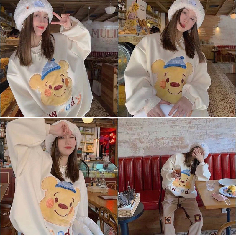 เสื้อแขนยาว สเวตเตอร์แขนยาว Tigger / Pooh & Friends Panda Works ผ้าคอตตอน / ผ้าสำลี ใส่สบาย สกรีนสวย
