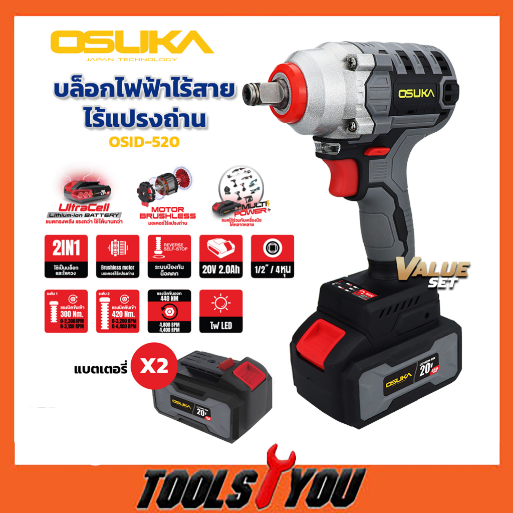 บล็อกแบต 20V OSUKA OSID-520